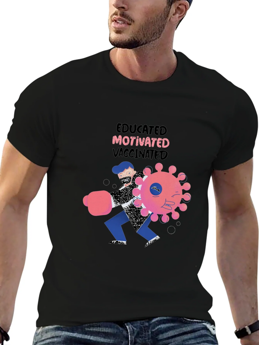 Educated Motivated Vaccinated Graphic T-Shirt product image 5