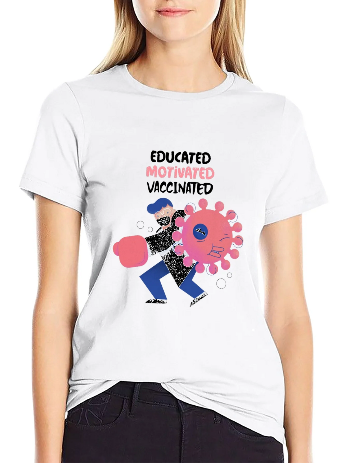 Educated Motivated Vaccinated Graphic T-Shirt product image 7