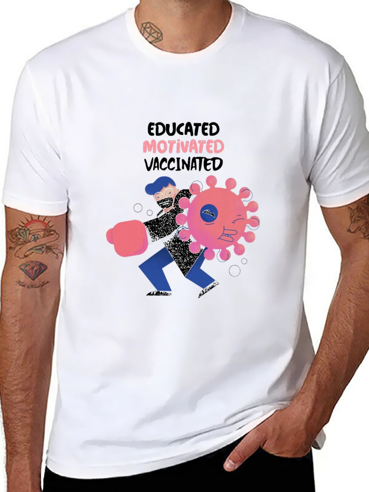 Educated Motivated Vaccinated Graphic T-Shirt product image 6