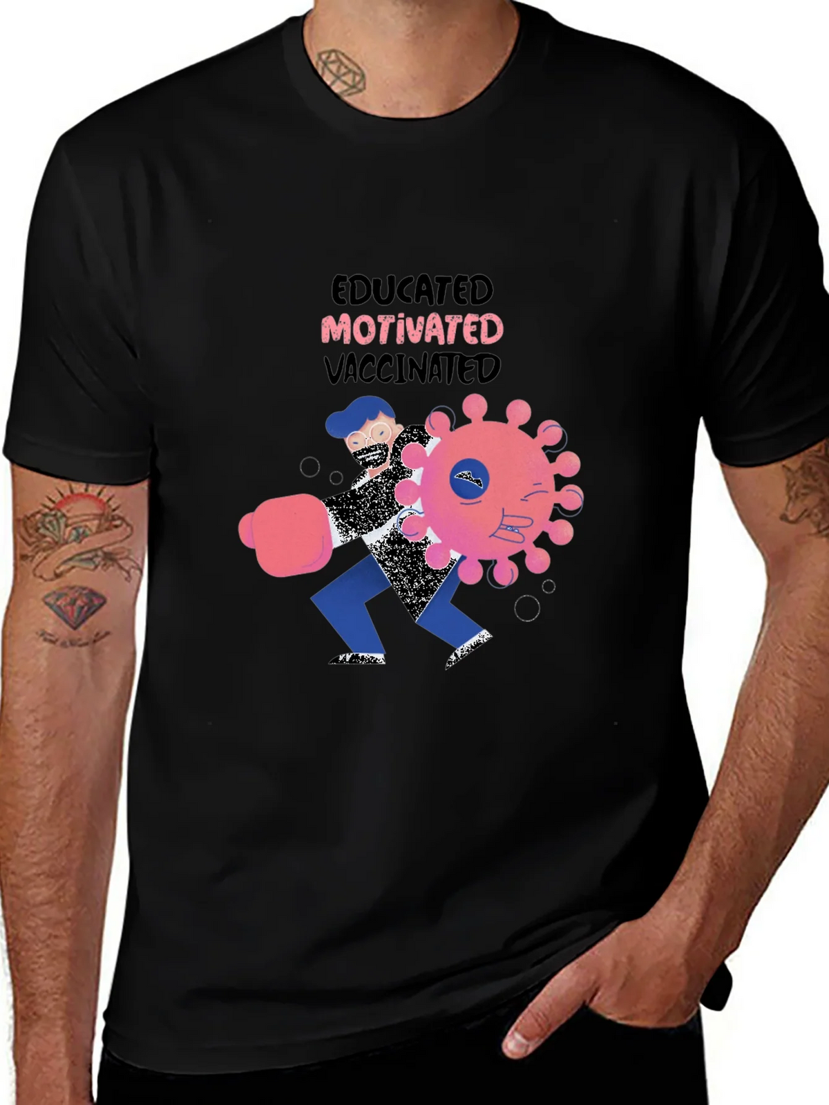 Educated Motivated Vaccinated Graphic T-Shirt product image 1