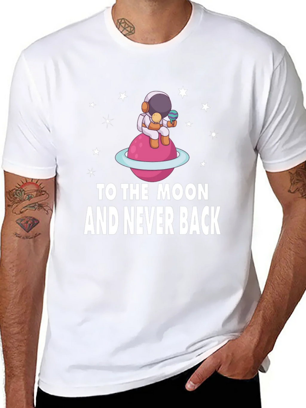 To the Moon Astronaut Black T-Shirt product image 7