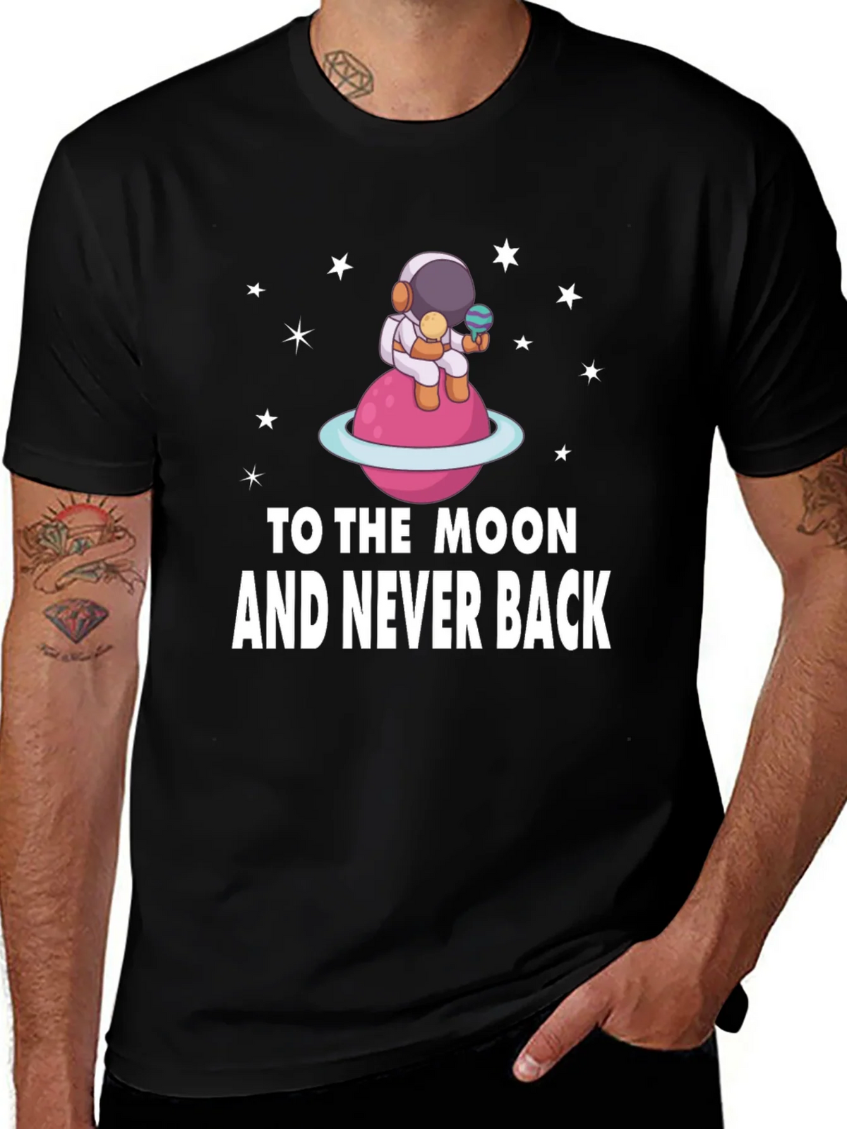 To the Moon Astronaut Black T-Shirt product image 1