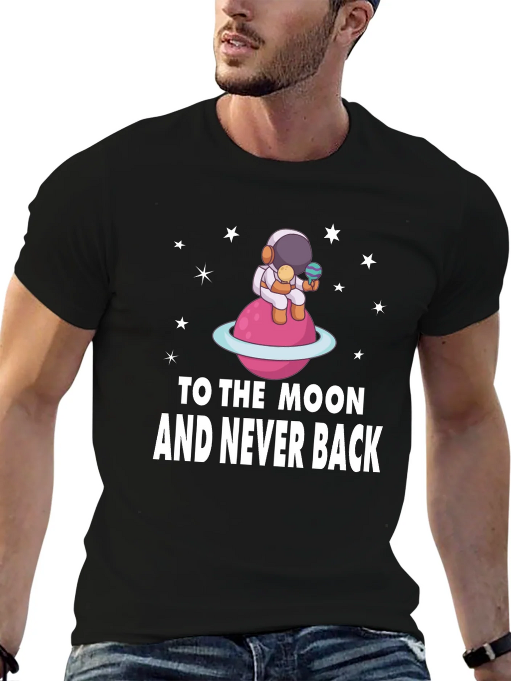 To the Moon Astronaut Black T-Shirt product image 6