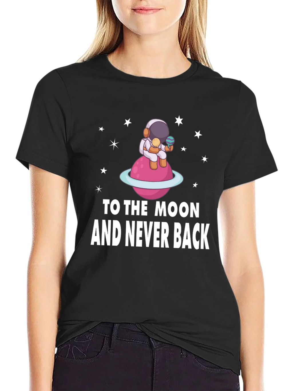 To the Moon Astronaut Black T-Shirt product image 2