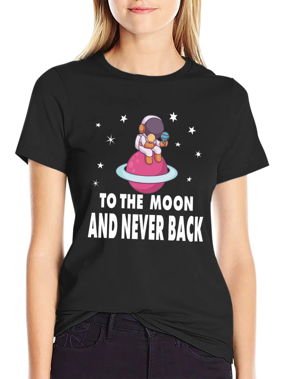 To the Moon Astronaut Black T-Shirt product image 2