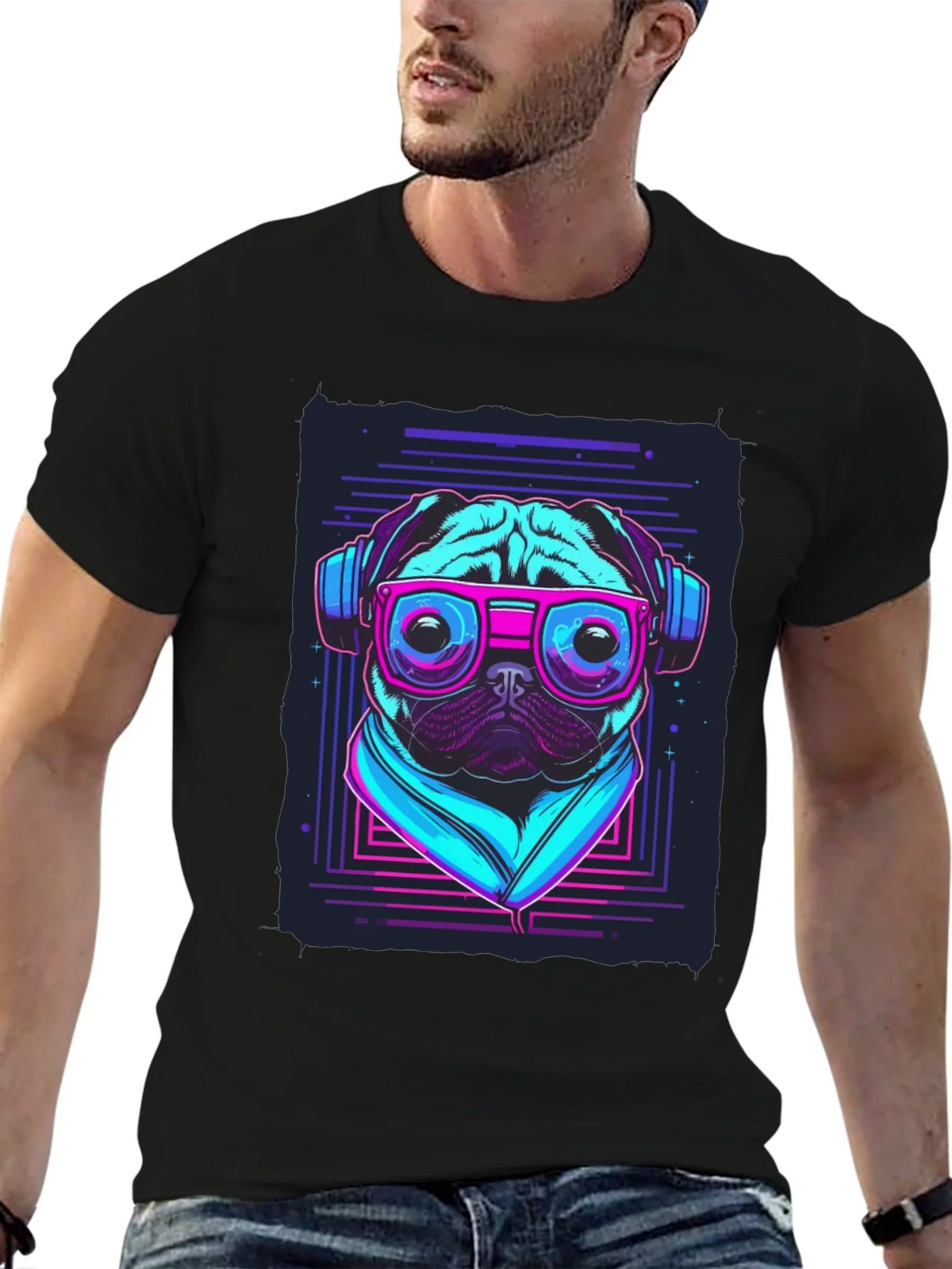 Retro Pug T-Shirt - Music Lover Style product image 4