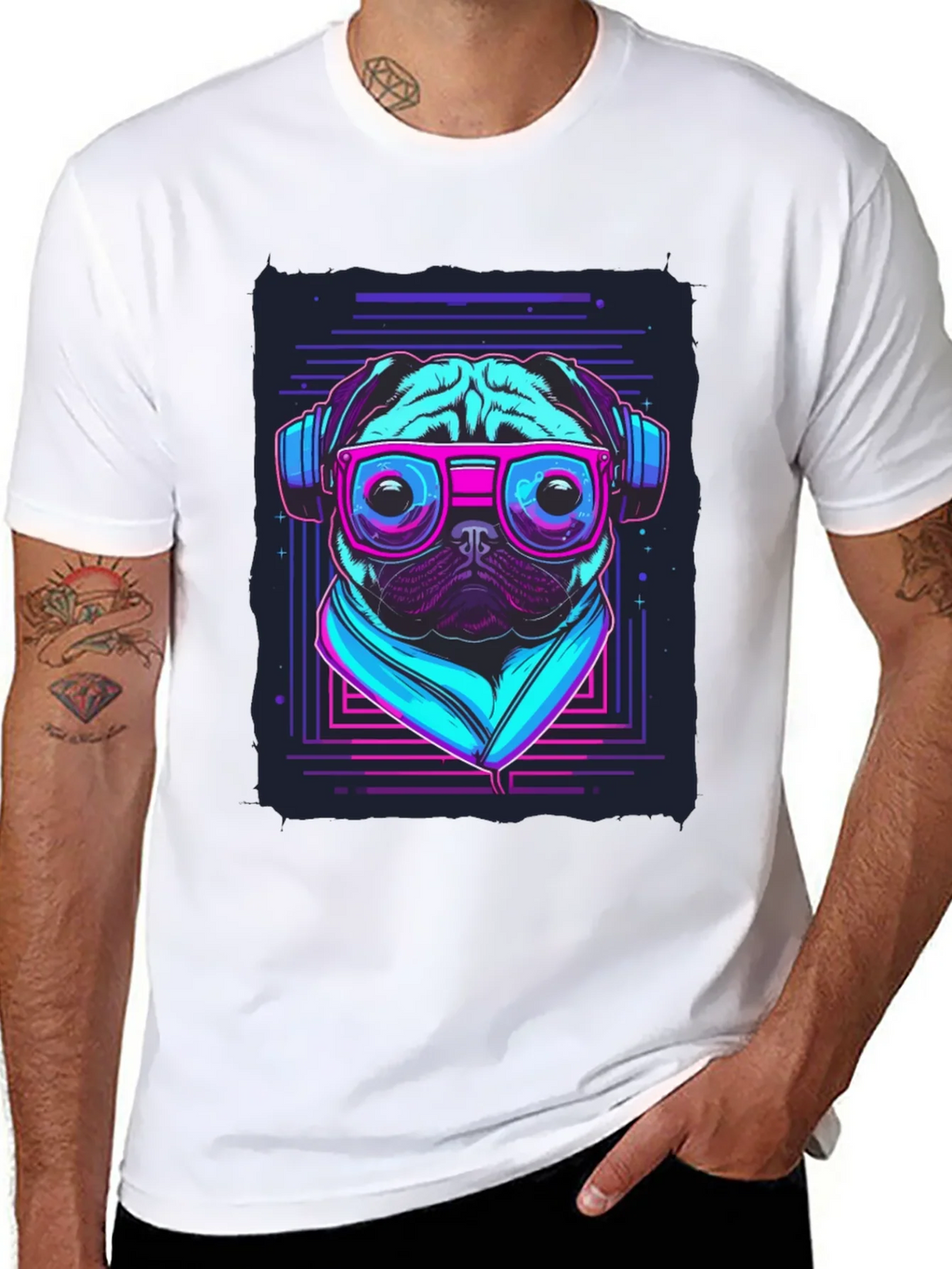 Retro Pug T-Shirt - Music Lover Style product image 5