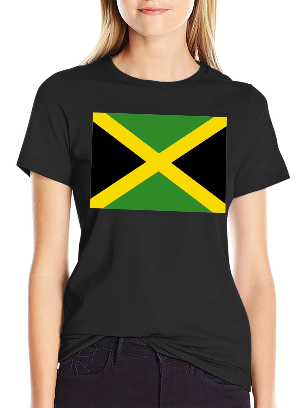 Jamaica Flag T-Shirt - Black Cotton Tee product image 1