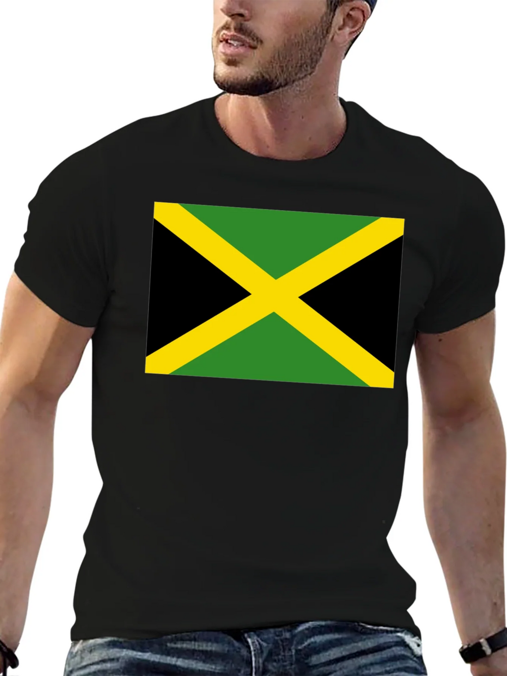 Jamaica Flag T-Shirt - Black Cotton Tee product image 2