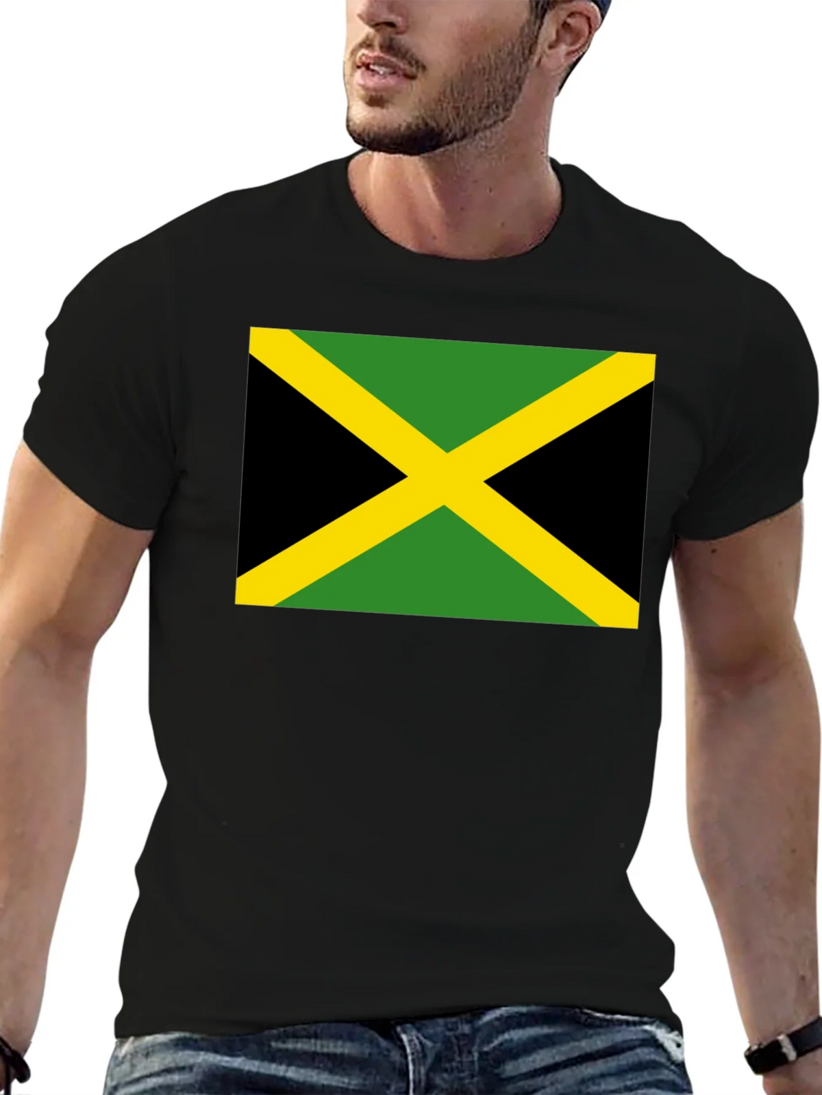 Jamaica Flag T-Shirt - Black Cotton Tee product image 2