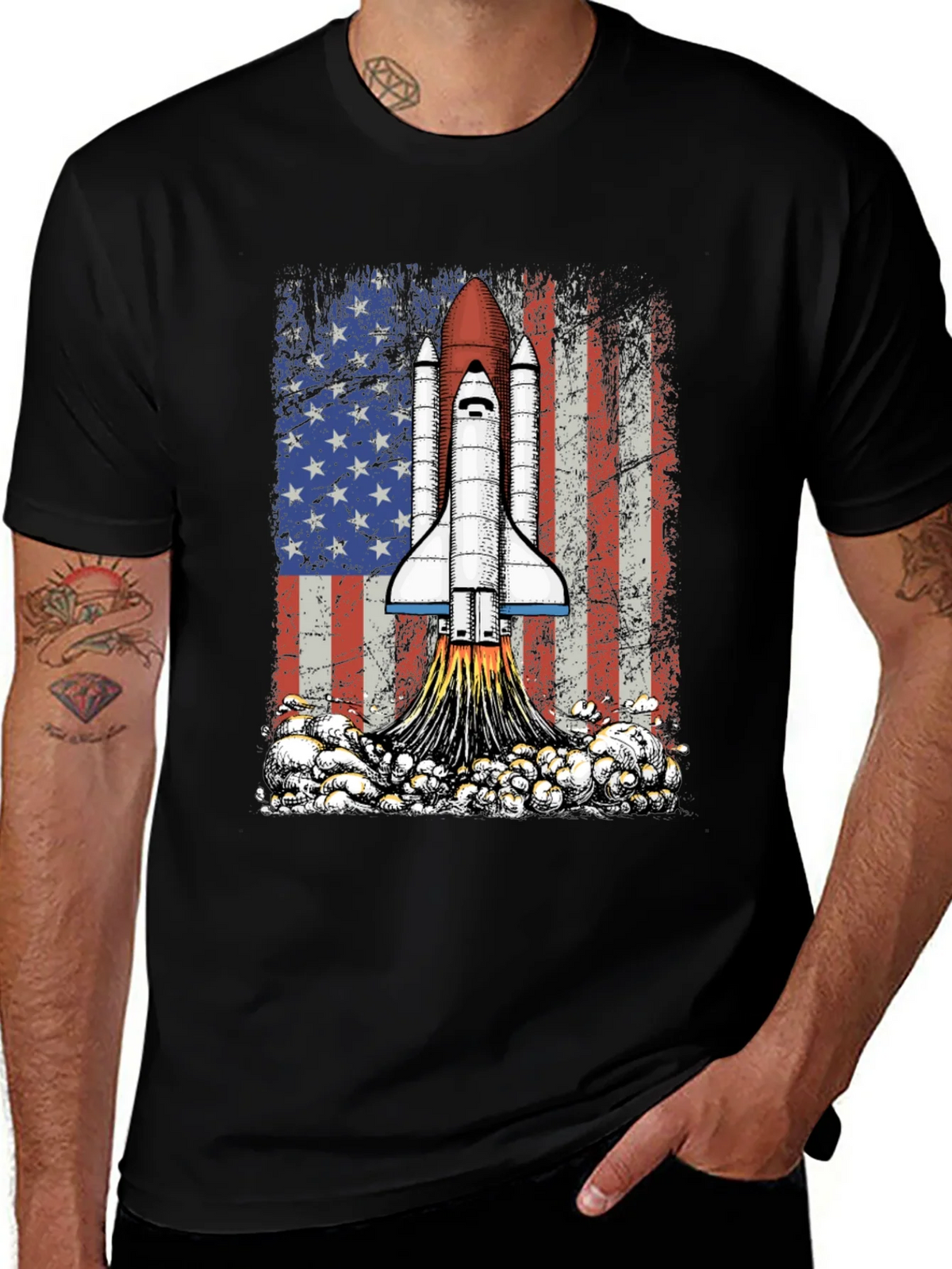 Rocket USA Flag Graphic T-Shirt product image 1
