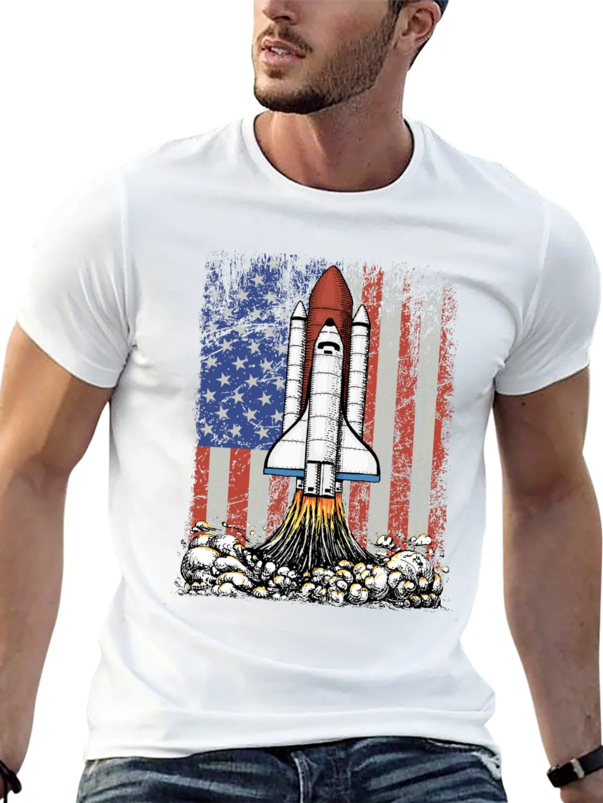 Rocket USA Flag Graphic T-Shirt product image 12