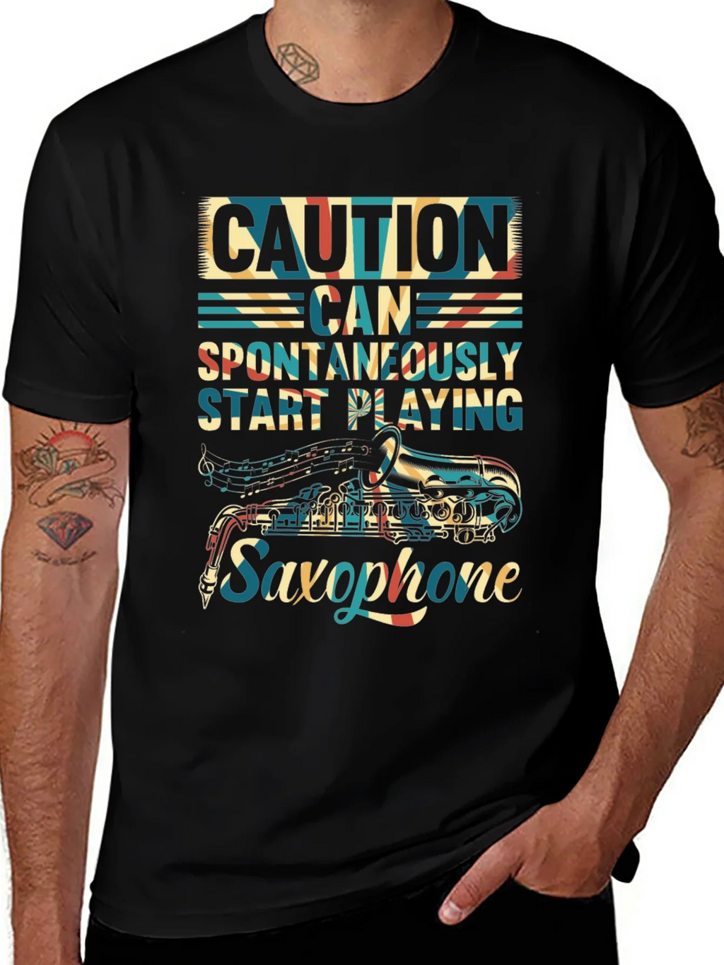 Caution Saxophone T-Shirt - Musician Gift product image 1