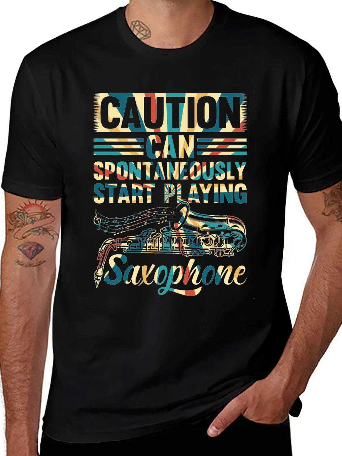 Caution Saxophone T-Shirt - Musician Gift product image 1