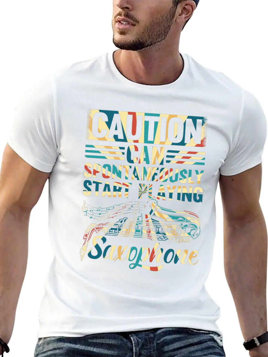 Caution Saxophone T-Shirt - Musician Gift product image 12