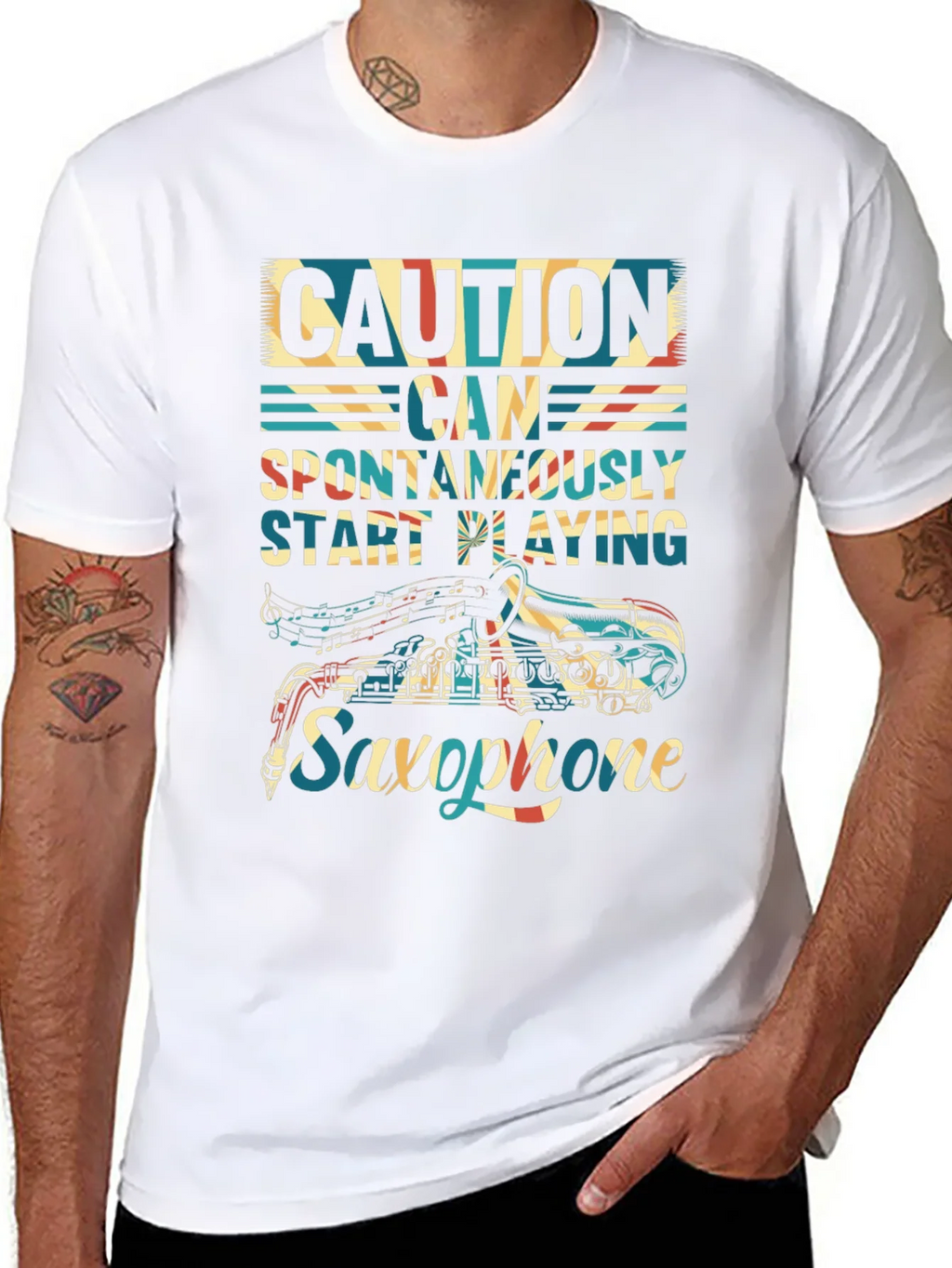 Caution Saxophone T-Shirt - Musician Gift product image 7