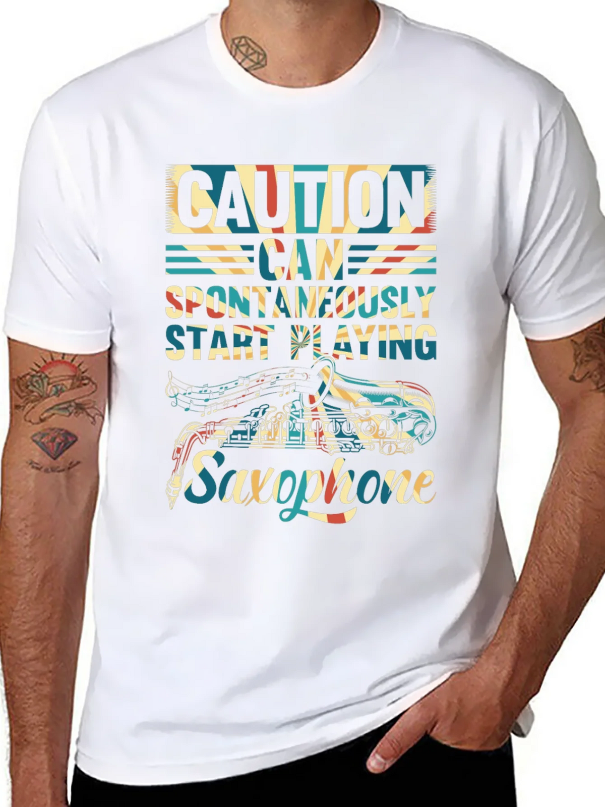 Caution Saxophone T-Shirt - Musician Gift product image 7