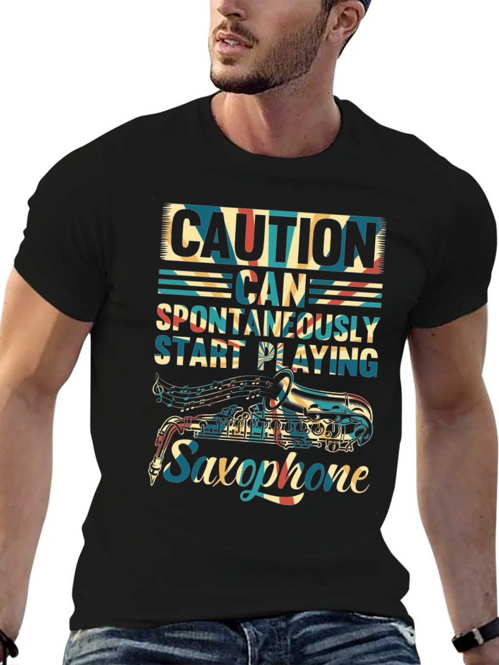 Caution Saxophone T-Shirt - Musician Gift product image 6