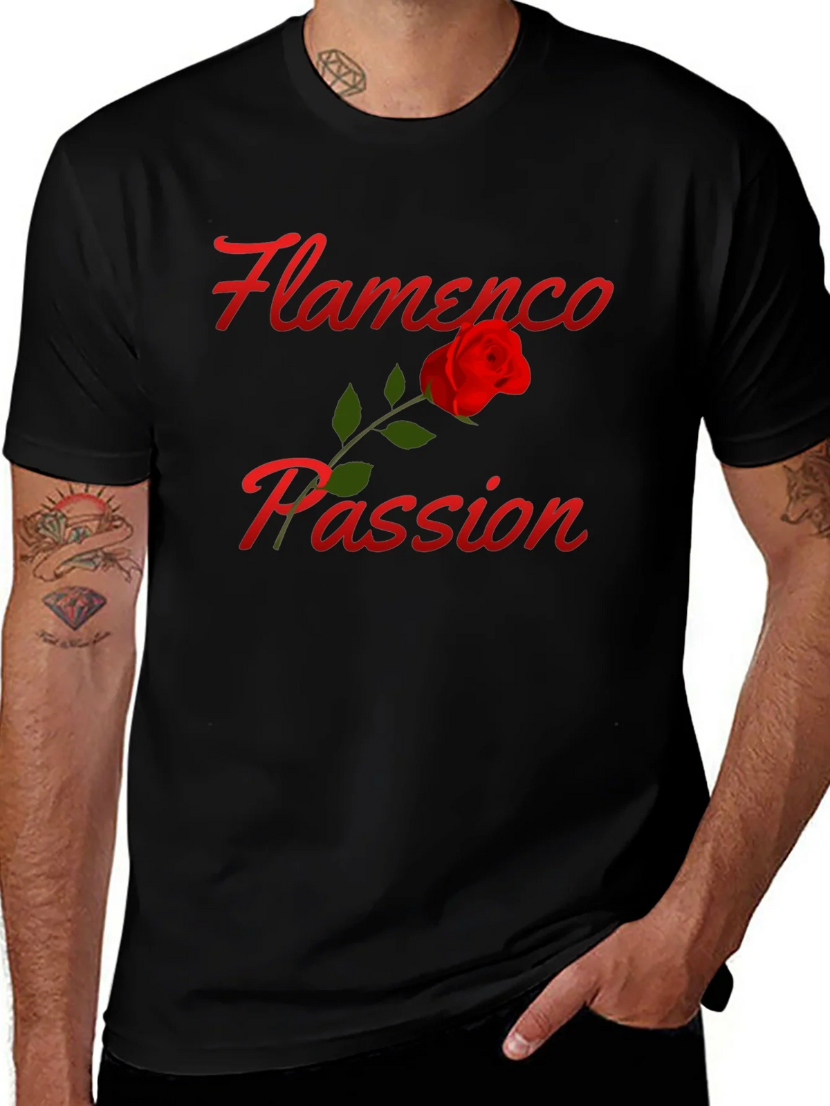 Flamenco Passion Rose T-Shirt - Stylish Graphic Tee product image 1