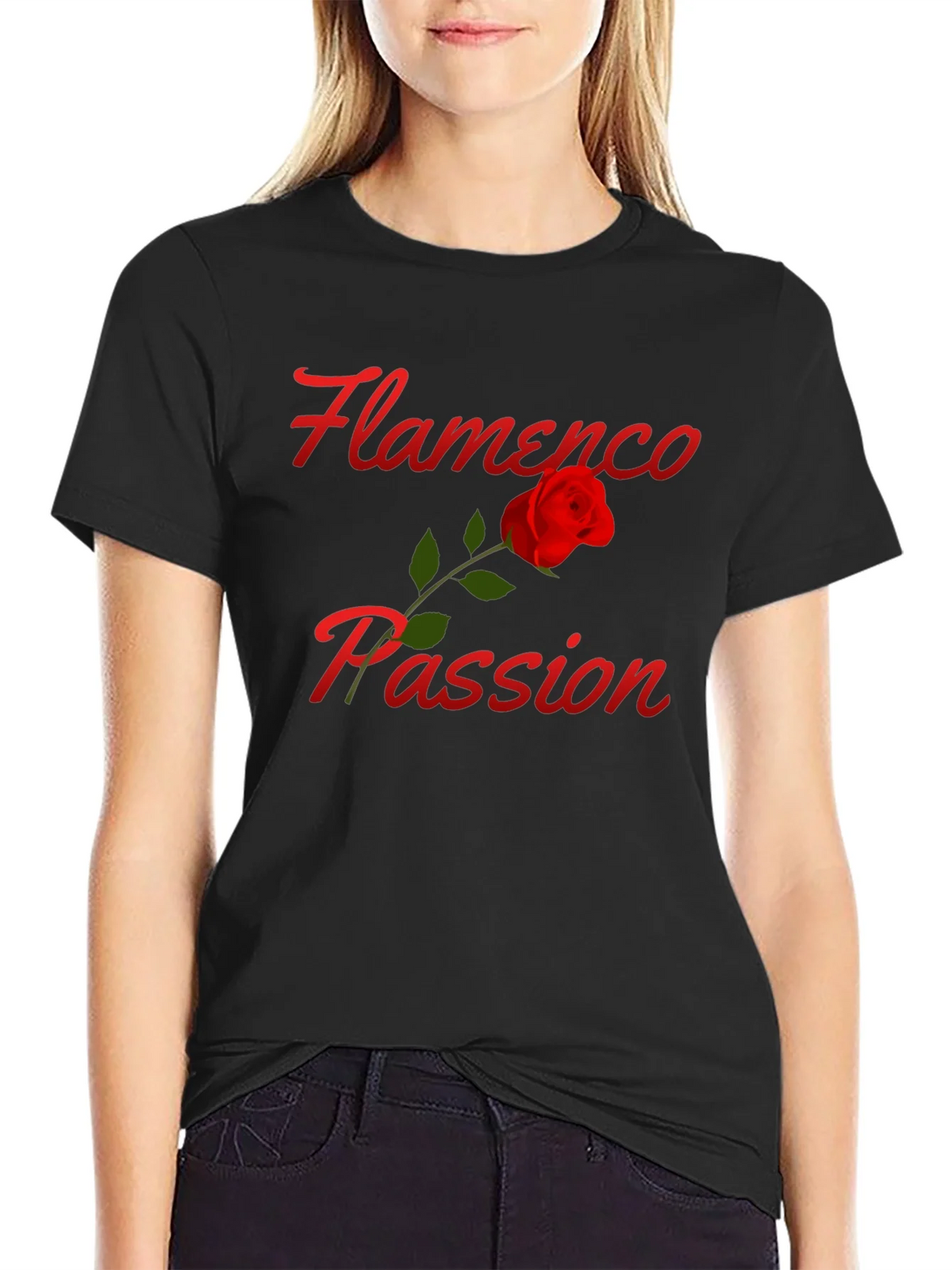 Flamenco Passion Rose T-Shirt - Stylish Graphic Tee product image 2