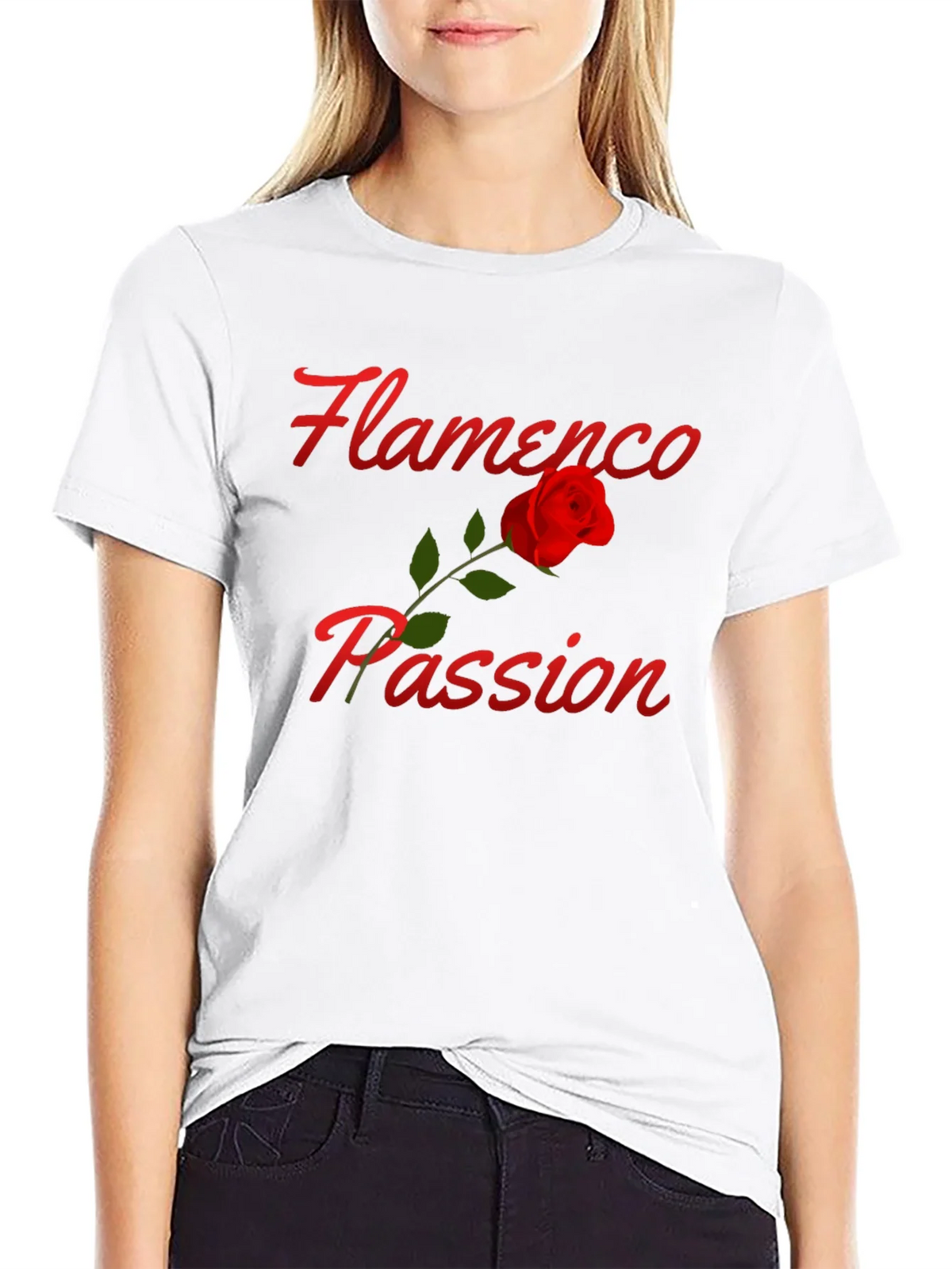 Flamenco Passion Rose T-Shirt - Stylish Graphic Tee product image 8
