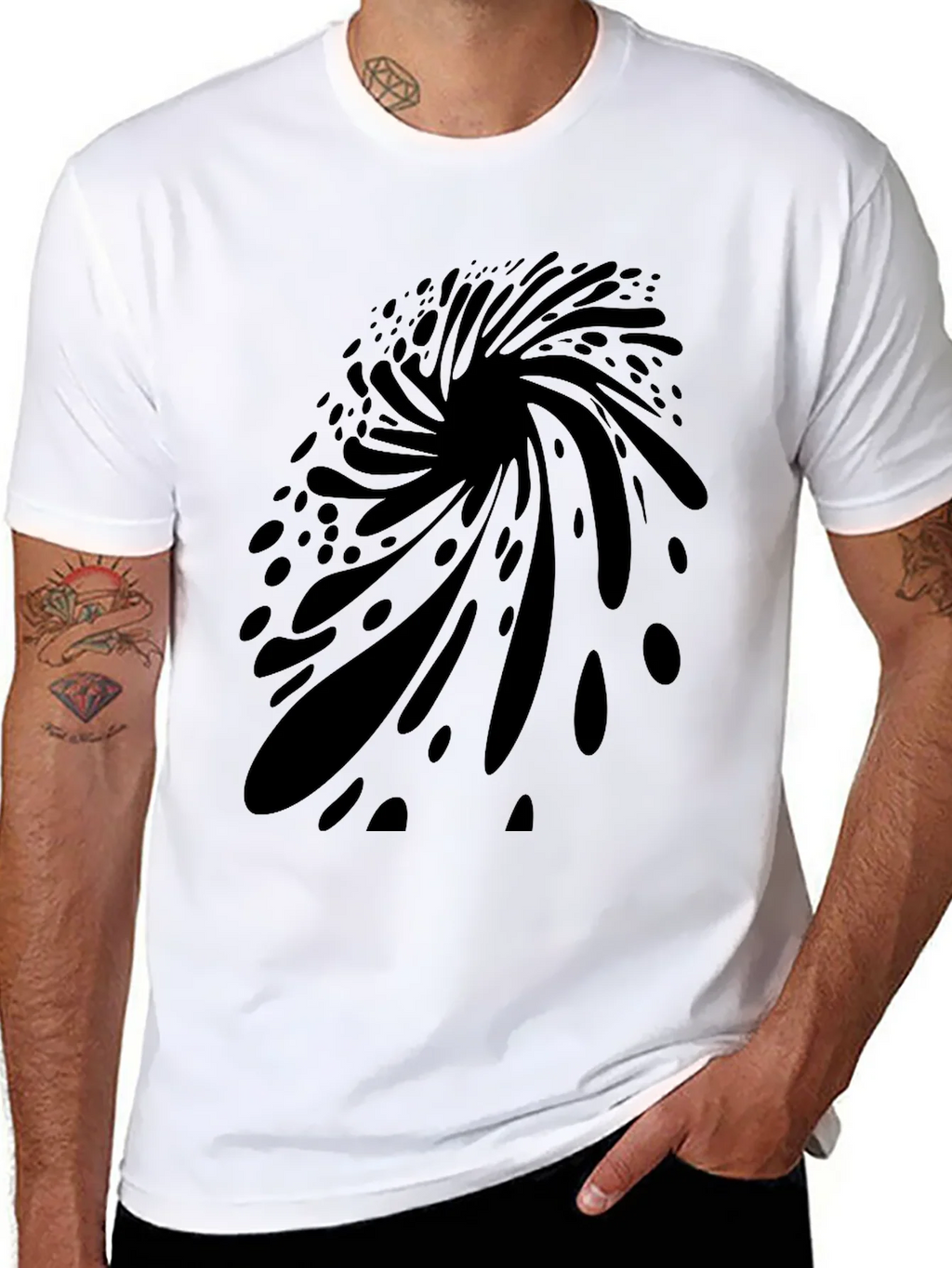 Abstract Vortex Graphic Black T-Shirt for Men product image 7