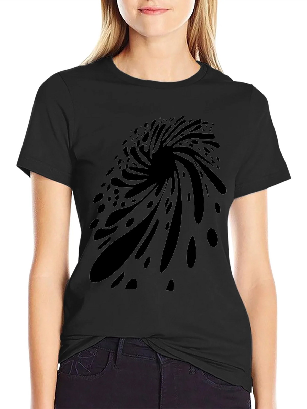 Abstract Vortex Graphic Black T-Shirt for Men product image 2