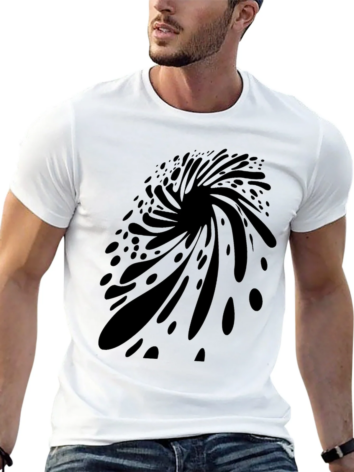 Abstract Vortex Graphic Black T-Shirt for Men product image 12