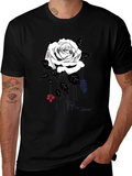 Elegant Rose Graphic Tee - Stylish Black Cotton Blend product image 1