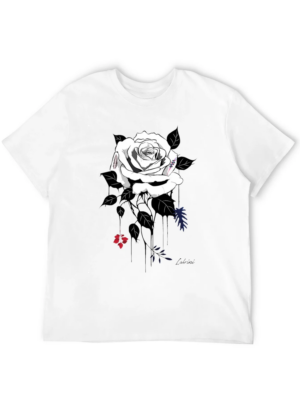 Elegant Rose Graphic Tee - Stylish Black Cotton Blend product image 5