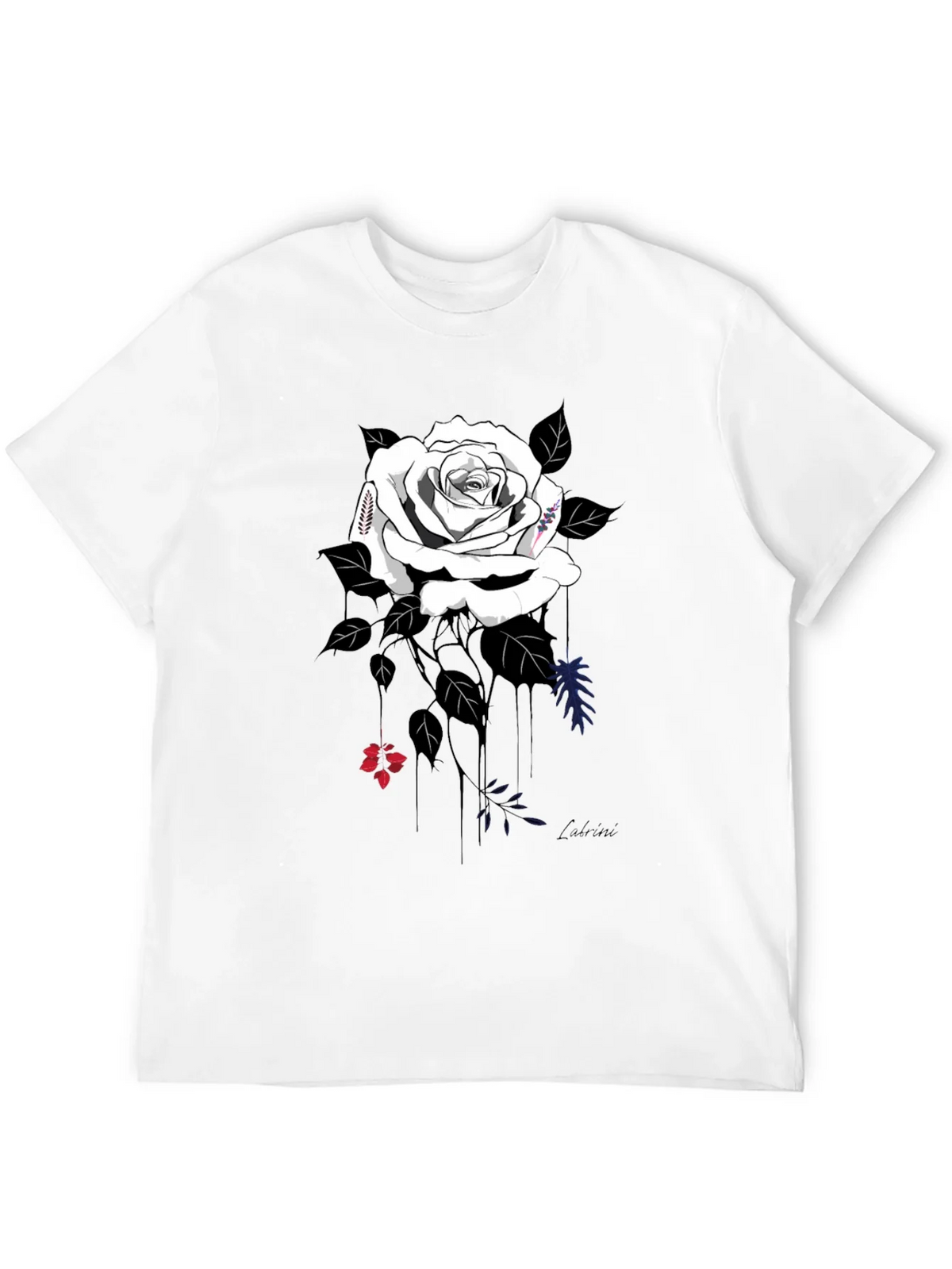 Elegant Rose Graphic Tee - Stylish Black Cotton Blend product image 5