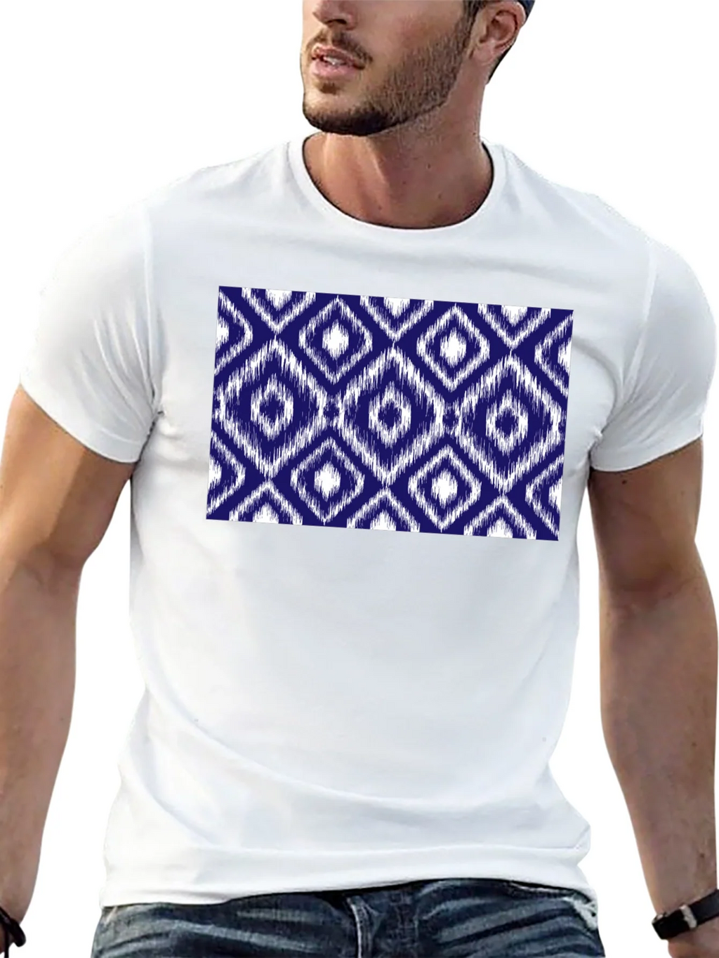 Stylish Black Tee with Blue Diamond Pattern product image 12