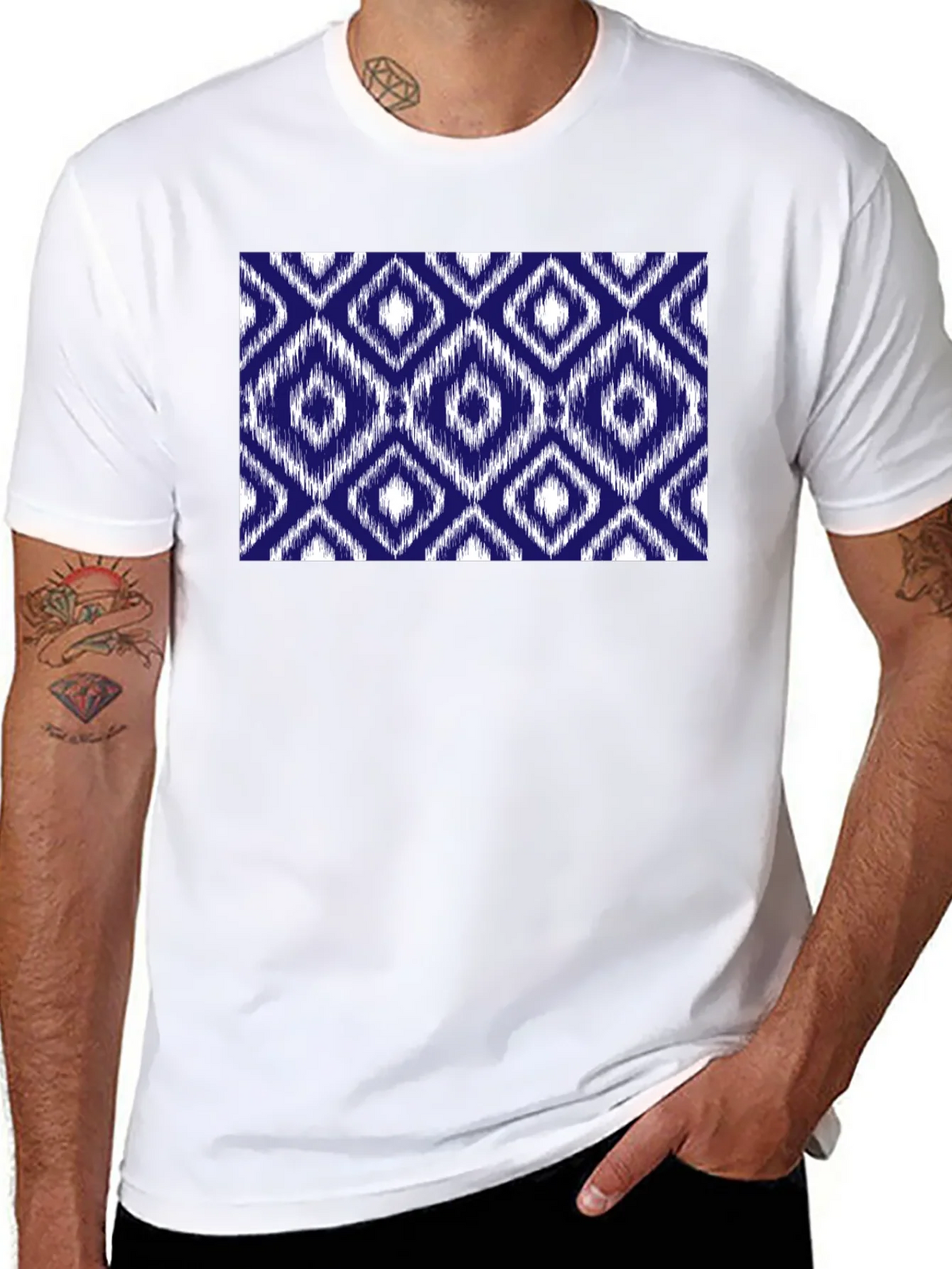 Stylish Black Tee with Blue Diamond Pattern product image 7