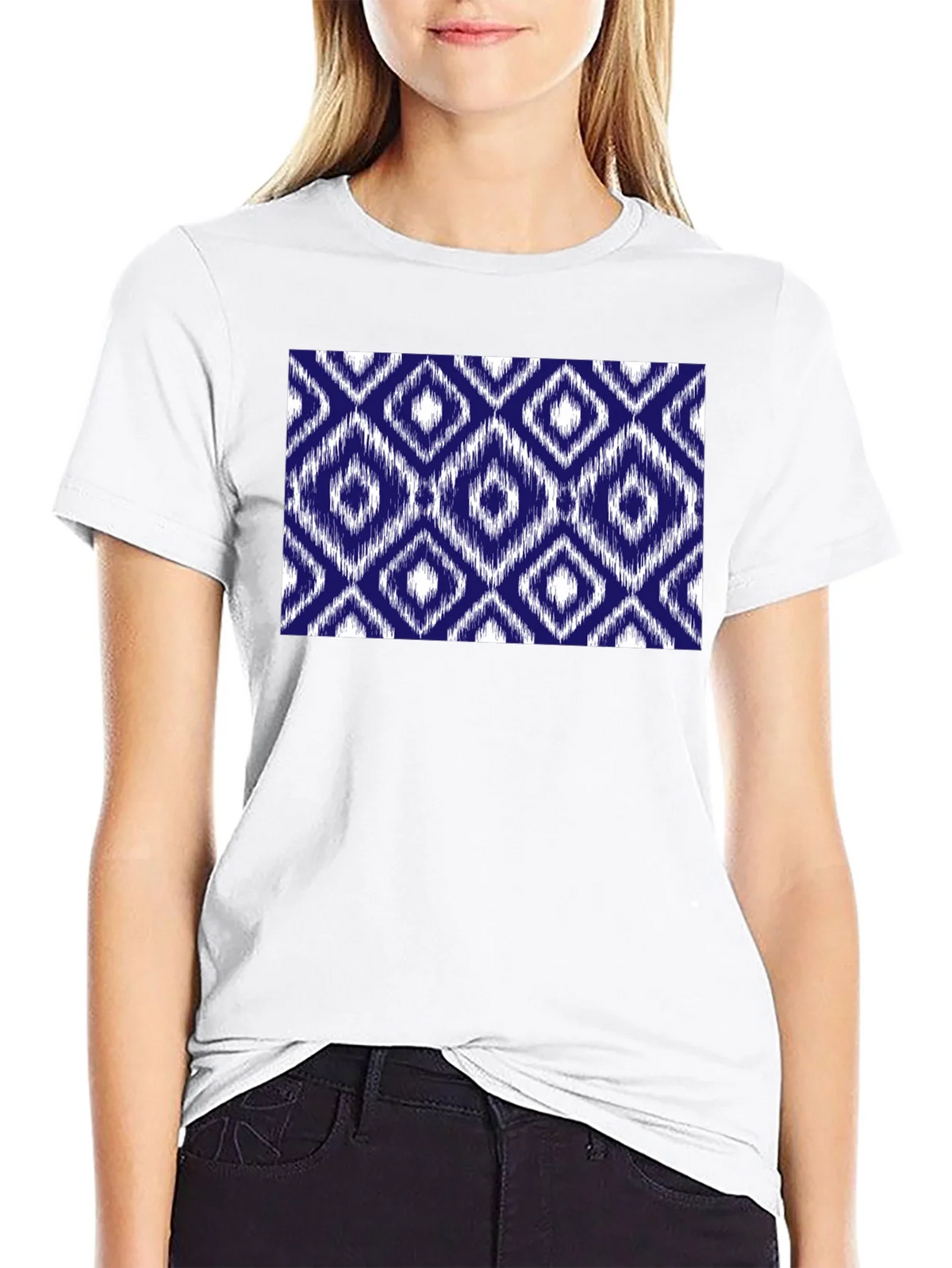 Stylish Black Tee with Blue Diamond Pattern product image 8