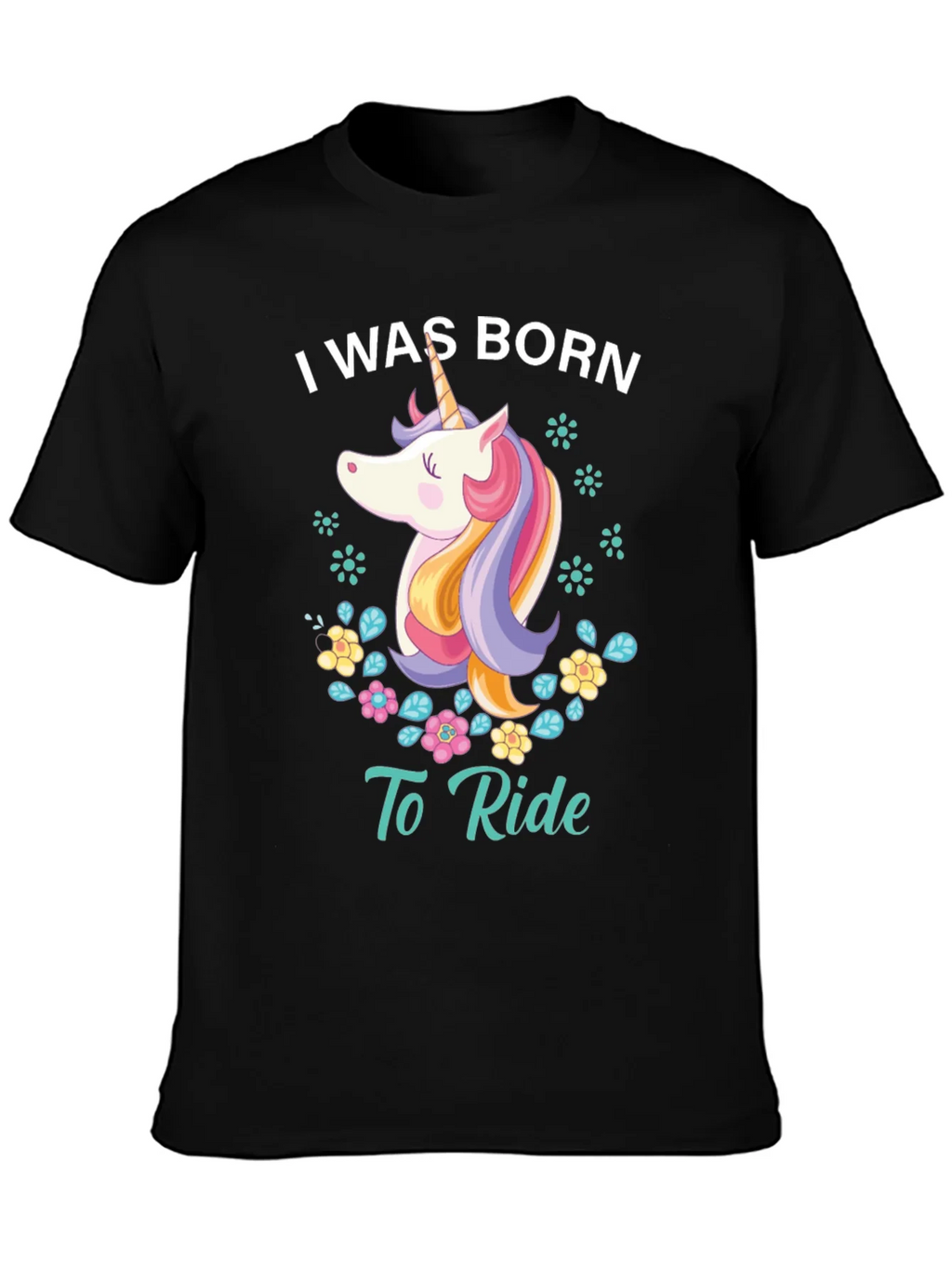 I Was Born To Ride Unicorn Graphic Tee - Black product image 3