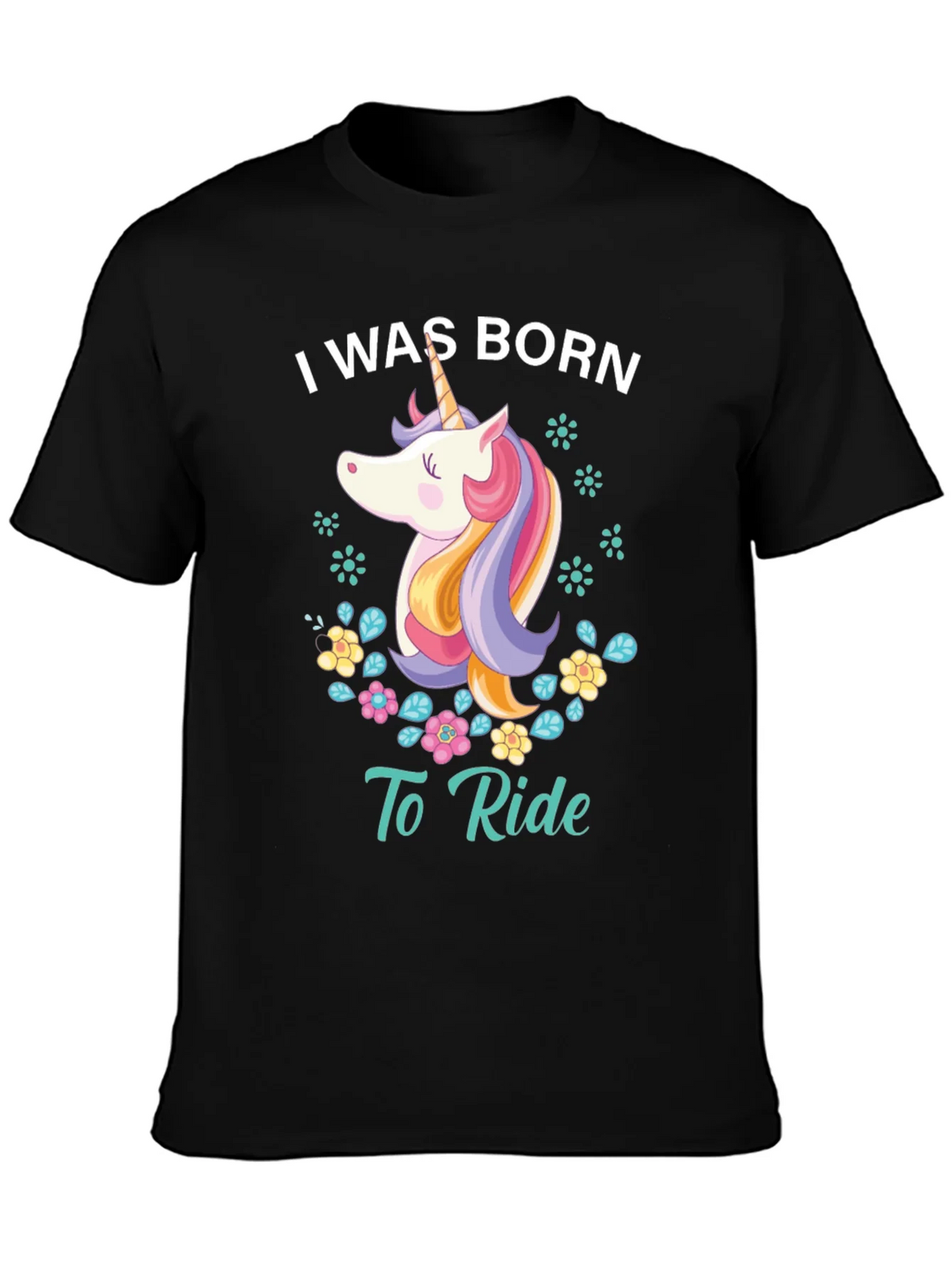 I Was Born To Ride Unicorn Graphic Tee - Black product image 3