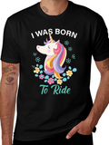 I Was Born To Ride Unicorn Graphic Tee - Black product image 1