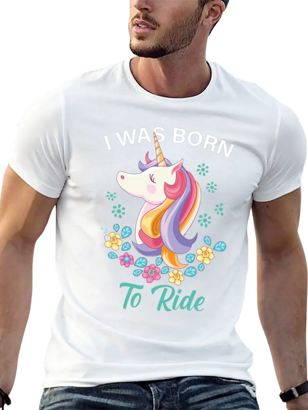 I Was Born To Ride Unicorn Graphic Tee - Black product image 12