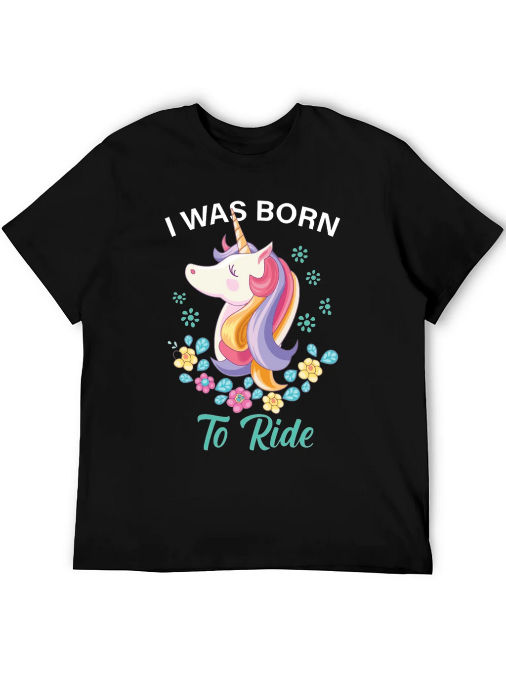 I Was Born To Ride Unicorn Graphic Tee - Black product image 5