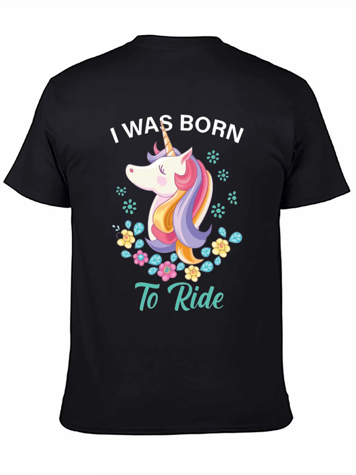 I Was Born To Ride Unicorn Graphic Tee - Black product image 4