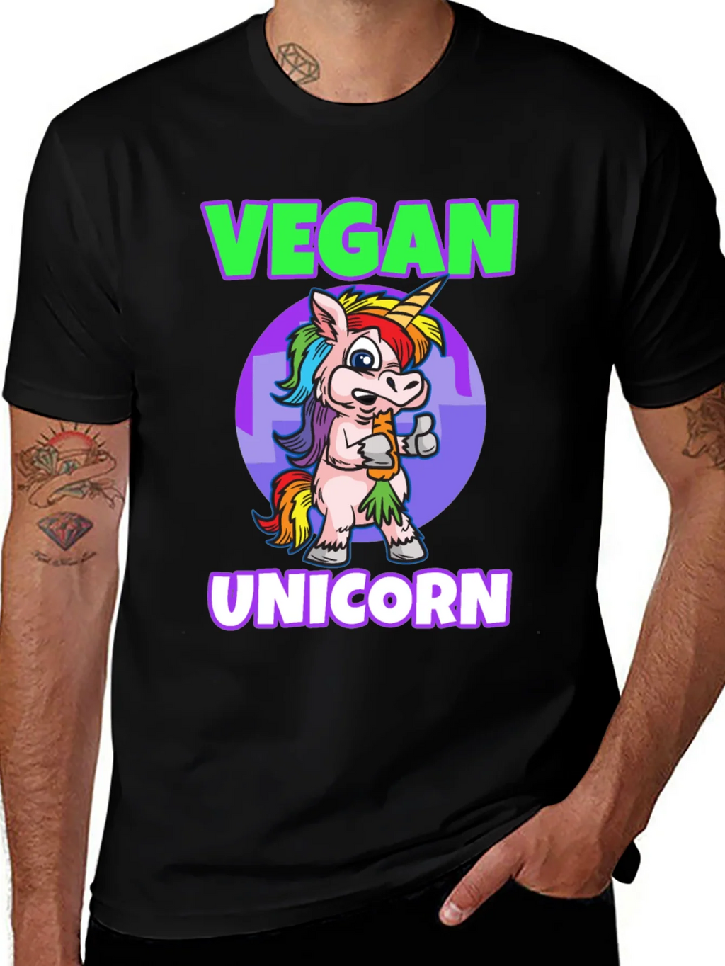 Vegan Unicorn Graphic T-Shirt - Mens Black Tee product image 1