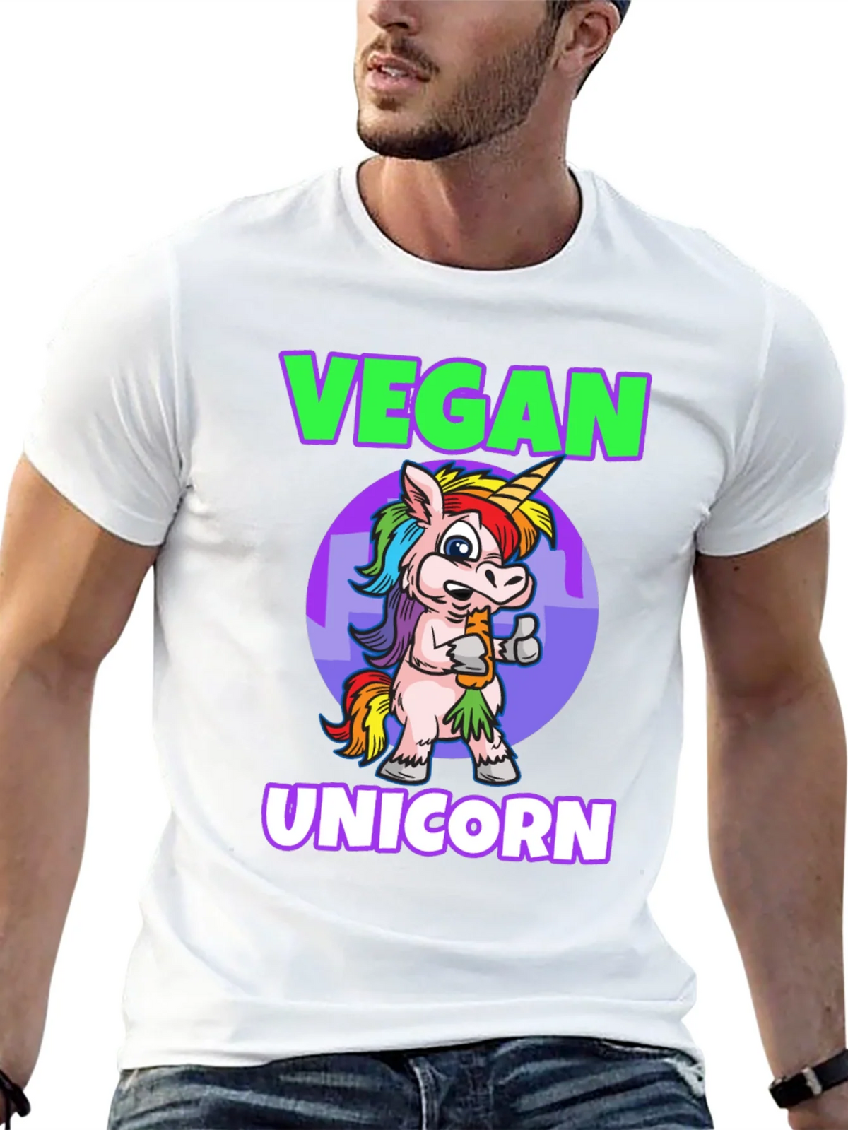 Vegan Unicorn Graphic T-Shirt - Mens Black Tee product image 12