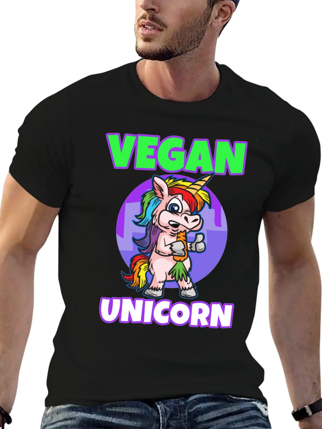 Vegan Unicorn Graphic T-Shirt - Mens Black Tee product image 6