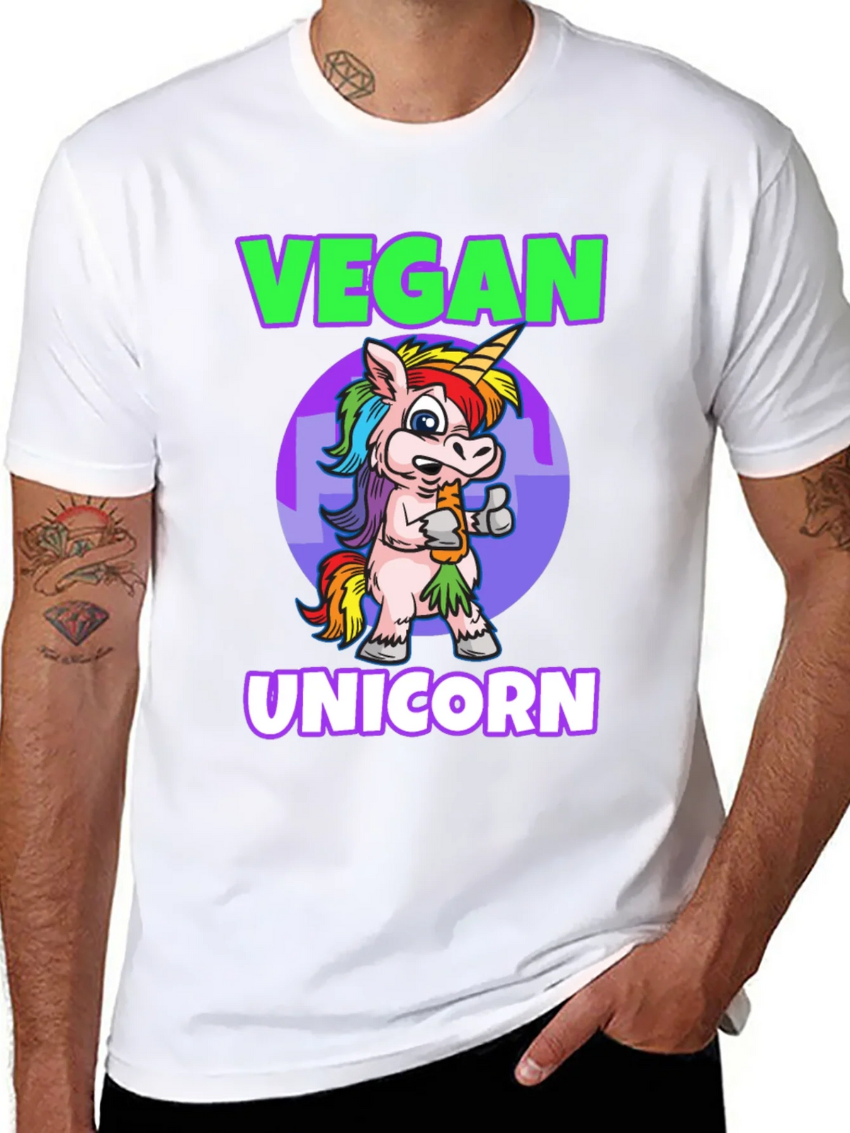 Vegan Unicorn Graphic T-Shirt - Mens Black Tee product image 7