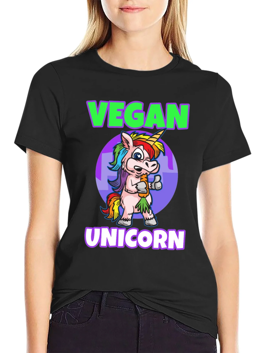 Vegan Unicorn Graphic T-Shirt - Mens Black Tee product image 2