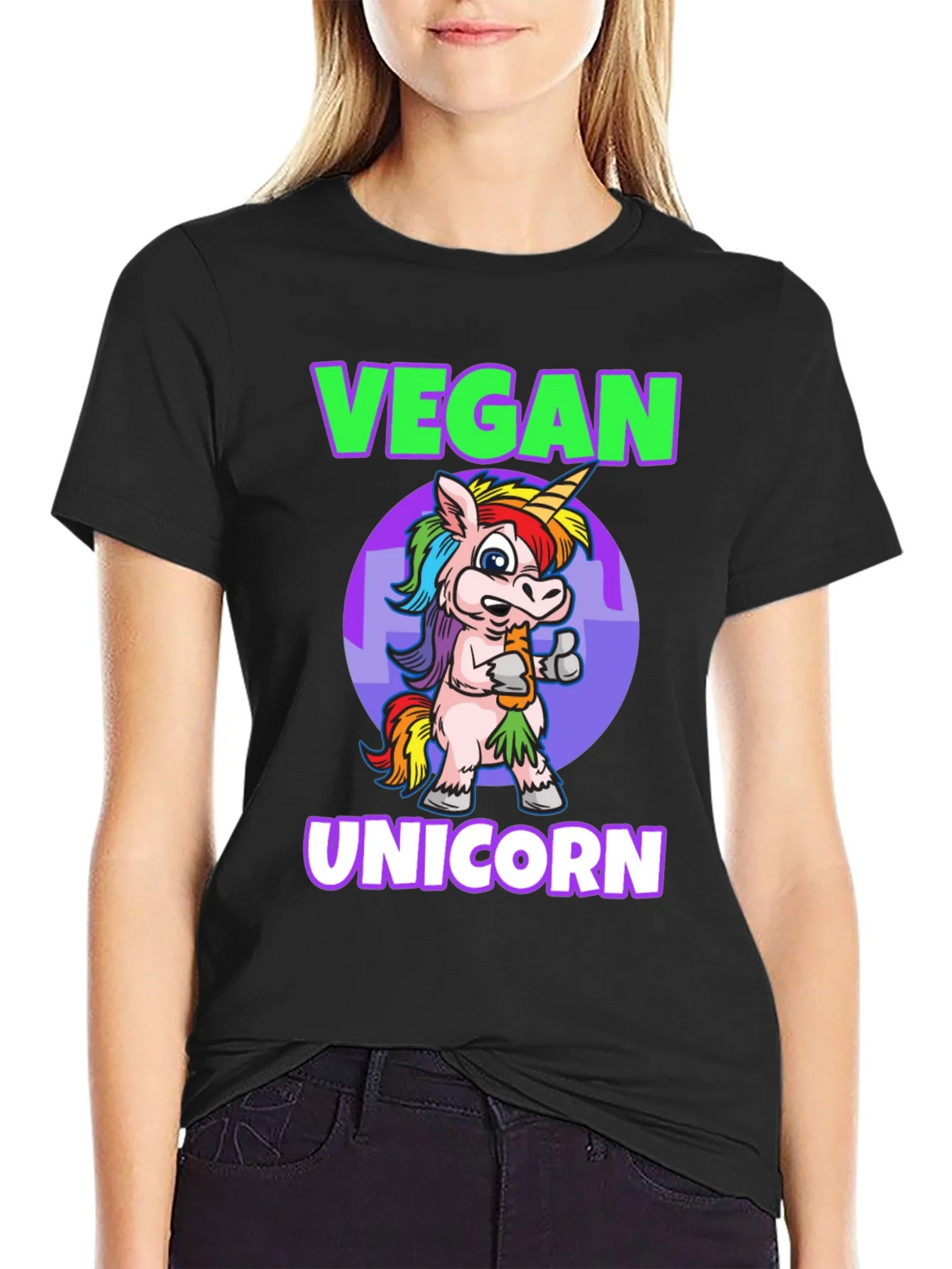 Vegan Unicorn Graphic T-Shirt - Mens Black Tee product image 2