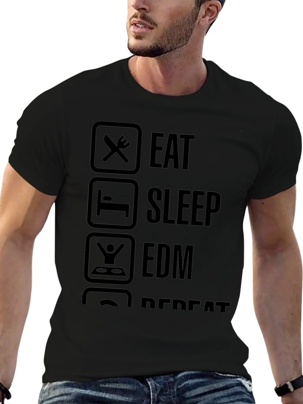 Eat Sleep EDM Repeat T-Shirt - Black Graphic Tee product image 5