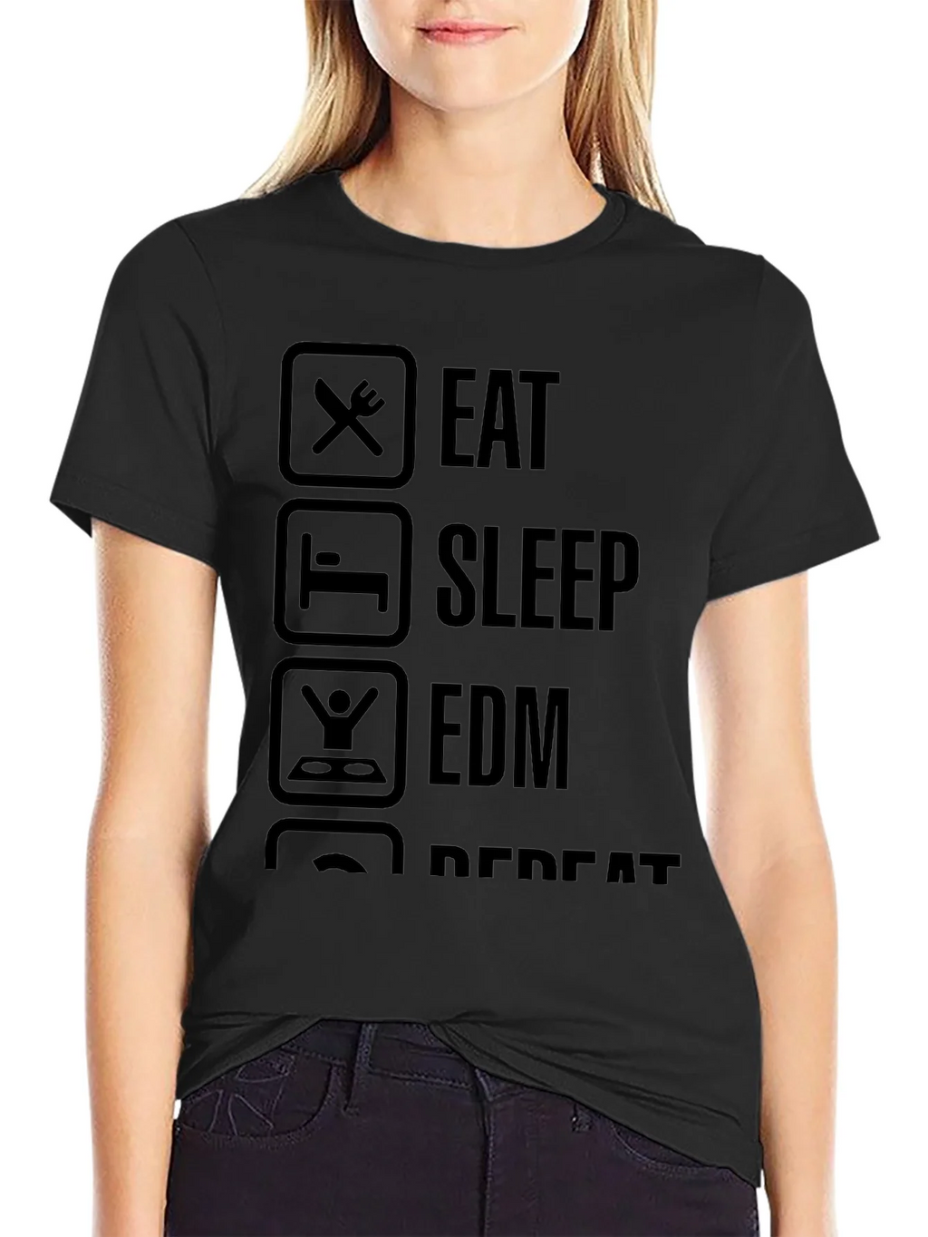 Eat Sleep EDM Repeat T-Shirt - Black Graphic Tee product image 2