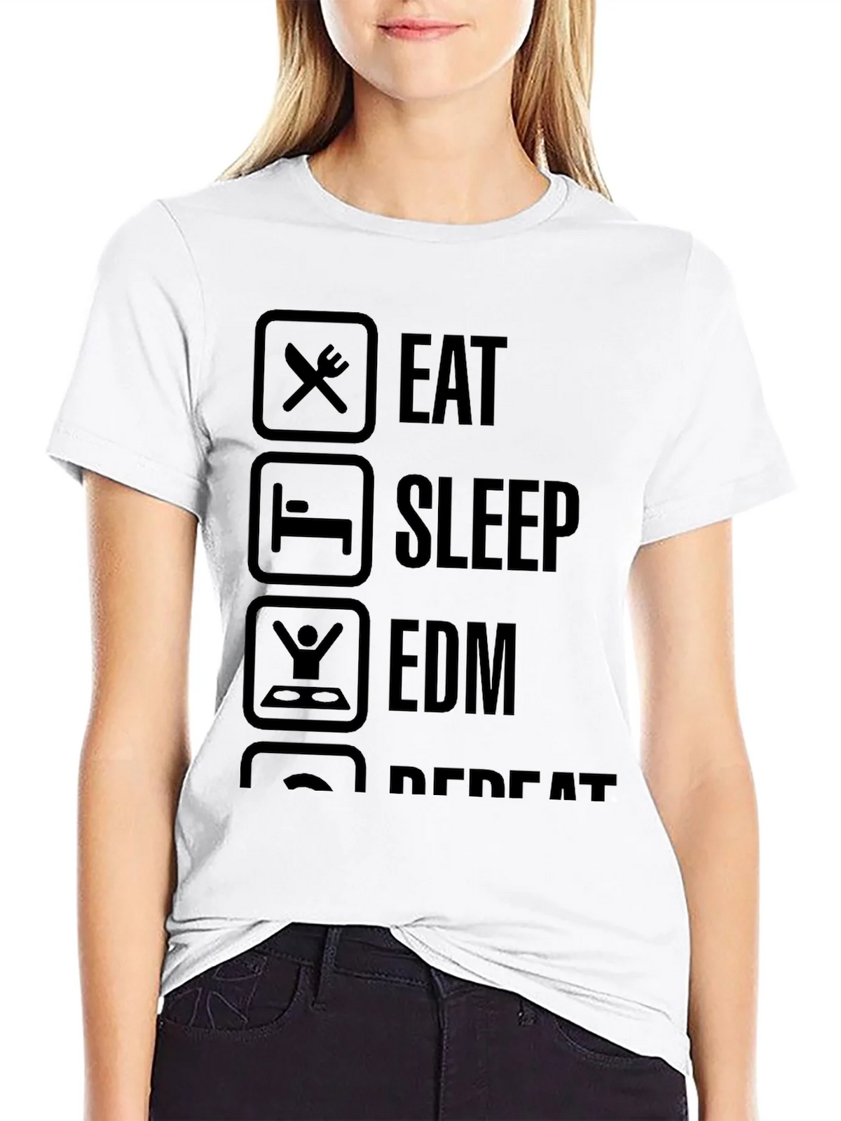 Eat Sleep EDM Repeat T-Shirt - Black Graphic Tee product image 7