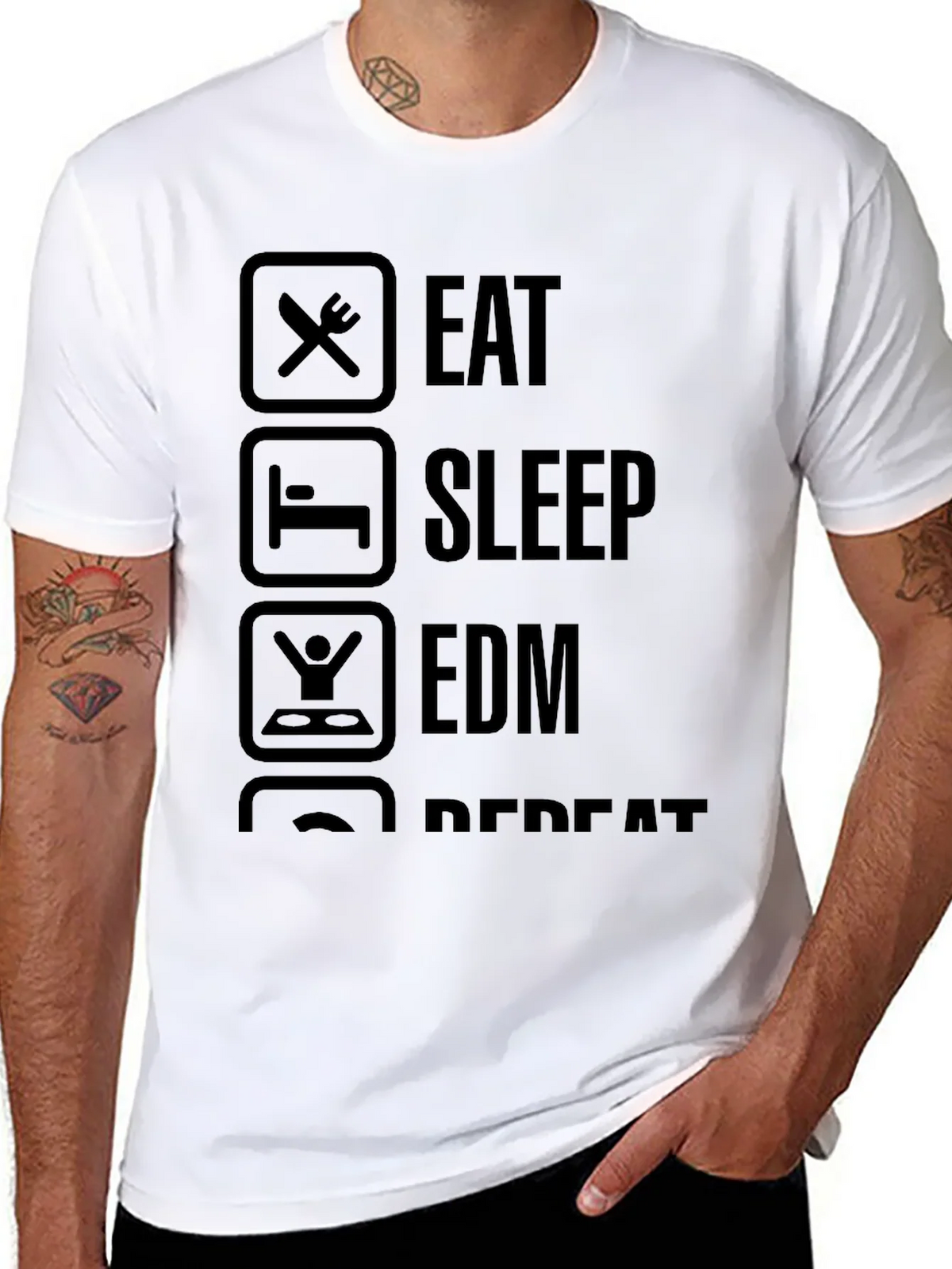Eat Sleep EDM Repeat T-Shirt - Black Graphic Tee product image 6